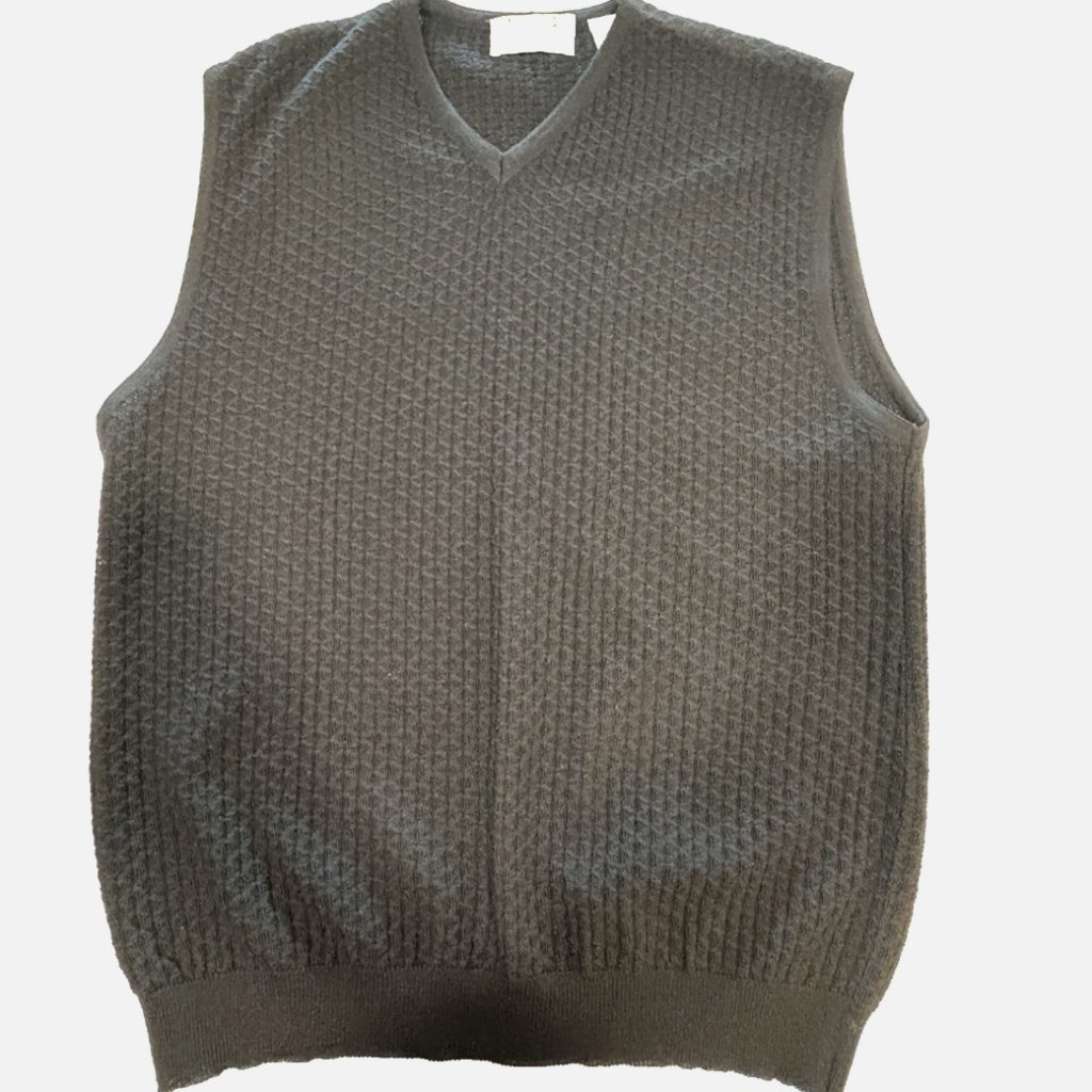 Italian Made 100% Fine Merino Wool Gray Sweater Vest Mens Medium